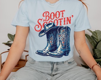 Camiseta de música country / Camiseta cómoda con estampado de botas / Camiseta vaquera del oeste / Camiseta de rodeo / Atuendo para concierto en Nashville / Country vintage