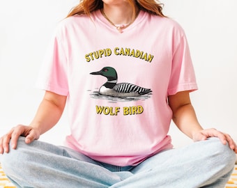 Stupid Canadian Wolf Bird Shirt | Hockey Romance BookTok Tee | Funny Hockey Reader Shirt | IYKYK Fandom Graphic Top