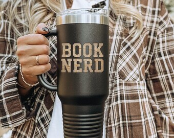 Vaso térmico de 1,2 litros para amantes de los libros / Taza de viaje para lectores / Vaso de regalo para lectores / Vaso con estética literaria / Vaso térmico universitario para amantes de los libros