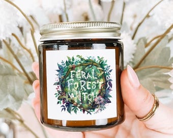 Wilde Waldhexe Kerze | Wald Hexe Dekor | Hexenkerze Geschenk | Cottagecore Teelicht | Kokosnuss Aprikose Wachskerze