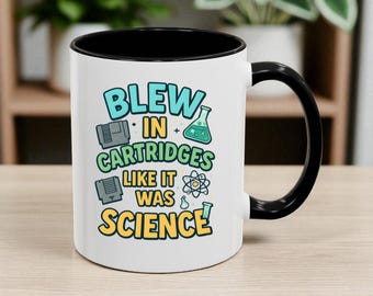 Retro Gamer Coffee Mug: "Blew in Cartridges" Funny Geek Gift