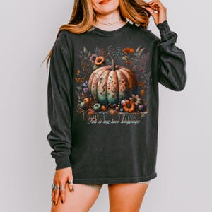 Camiseta vintage de manga comprida com estampa de abóbora - Comfort Colors Fall Shirt
