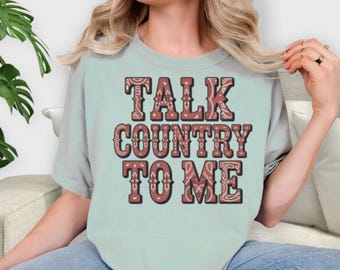 Camiseta de música country / Camiseta cómoda "Háblame de música country" / Camiseta vaquera / Camiseta con estampado western / Camiseta para concierto de rodeo / Conjunto de Nashville