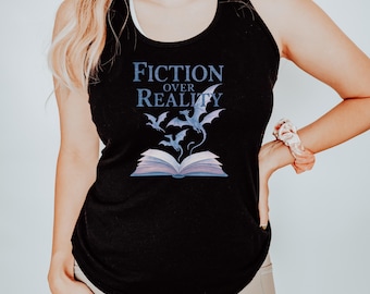 Dragon Graphic Racerback Tank Top: Fantasy Book Lover Gift