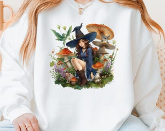 Woodland Witch Sweatshirt: Mushroom Forest, Fantasy Cottagecore
