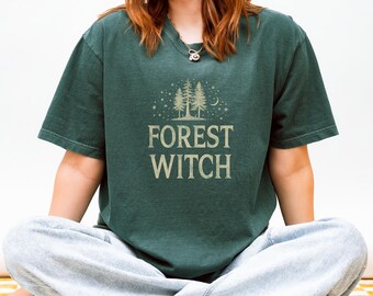 Forest Witch Shirt | Comfort Colors 1717 | Woodland Witch Aesthetic Tee | Celestial Nature Magic | Cottagecore Pagan Gift | Moon & Pines