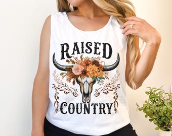 Camiseta sin mangas estilo campestre / Camiseta sin mangas estilo campestre con estampado de colores cálidos / Camiseta sin mangas estilo western / Camiseta sin mangas estilo vaquera / Camisa de verano sureña / Conjunto rústico campestre
