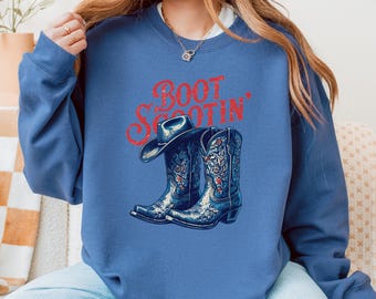 Boot Scootin' Crewneck Sweatshirt: Western Cowgirl Rodeo Top