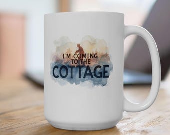 I’m Coming to the Cottage Mug | Hockey Romance BookTok Coffee Cup | Cozy Sports Romance Reader Gift | White Ceramic Mug | Bookish Gift Ide