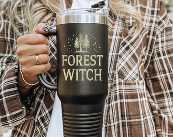 Forest Witch Tumbler | Polar Camel 40 oz | Woodland Witch Cup | Nature Magic Travel Mug | Cottagecore Pagan Gift | Moon & Pines Design