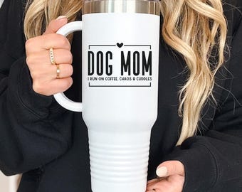 Gobelet maman chien 40 oz tasse de maman chien drôle cadeau pour chien maman gobelet amoureux des chiens cadeau amoureux des animaux de compagnie Mug de voyage isolé propriétaire du chien