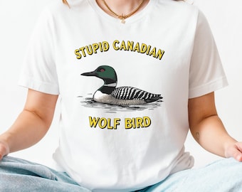 Stupid Canadian Wolf Bird Shirt | Hockey Romance BookTok Tee | Funny Hockey Reader Shirt | IYKYK Fandom Graphic Top