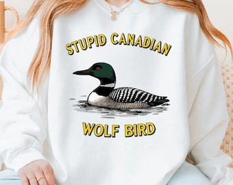 Sudadera con pájaro lobo canadiense estúpido / Sudadera con cuello redondo de hockey romance BookTok / Suéter divertido de lector de hockey / Top de fandom de IYKYK