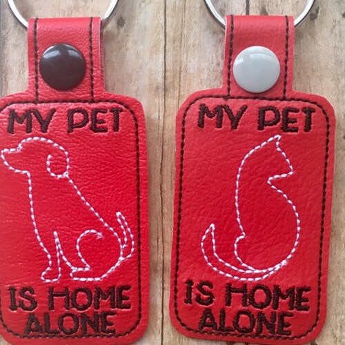 My Pet is Home Alone Key Fob Pet Safety Key Chain Cat Dog Etsy