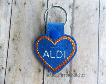 Quarter Keeper Key Chain, Aldi, Heart Shaped Key Fob