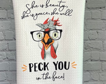 Funny Chicken Towel Etsy