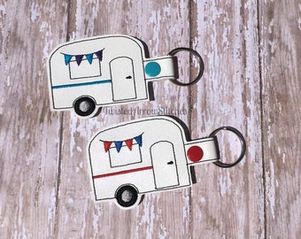 Camper Key Fob, Camping Key Chain, Multiple Colors, Caravan, Travel Trailer