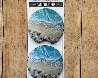 Car Coasters - Beach - Ocean Surf - Set of 2
