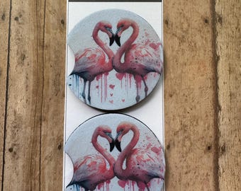 Car Coaster - Flamingos - Set of 2