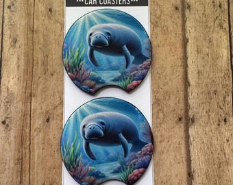 Car Coasters - Manatee - Set of 2