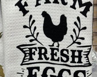 Farm Fresh Eggs Kitchen Towel, Microfiber