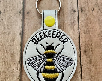 Beekeeper Keychain, Key Fob, Backpack Tag, Accessory, Bee Keeper