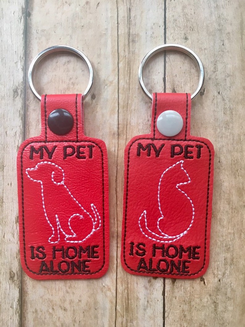 My Pet is Home Alone Key Fob Pet Safety Key Chain Cat Dog Etsy