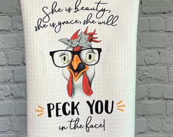 Funny Chicken Kitchen Towel, Farmhouse Towel, Kitchen Decor