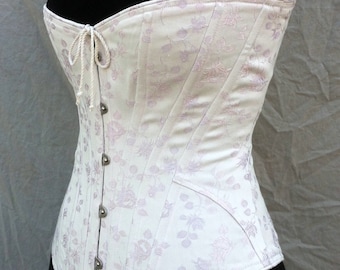 S Bend Edwardian Corset c.1905 Mae with busk, front opening, S curve hourglass Coutil or Brocade, all sizes small-plus custom measurements