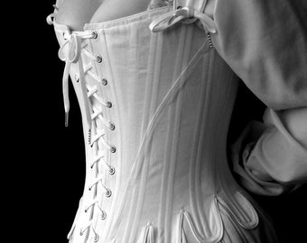 18th Century Stays Marie Antoinette Corset with front and back lacing and tabs Historic Period Costume straps brocade, small to plus size