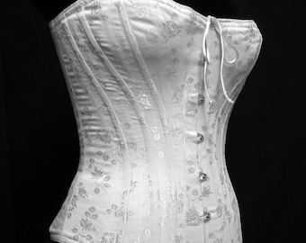 Victorian Corset, c.1880 Alice Bridal Corset, Brocade Steel Boned with Spoon busk front closure, Victorian Clothing Costume Cosplay Corset