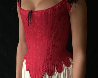 Cavalier Moliere tabbed historical stays, Corset in Brocade 17th century c. 1660,  all sizes made to measure historical costume cosplay