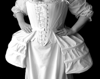 18th Century Pannier Pocket Hoop Style in White Cotton Twill, size S-2XL Marie Antoinette Historic Underwear historical cosplay