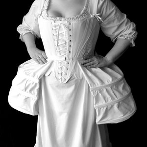 18th Century Pannier Pocket Hoop Style in White Cotton Twill, size S-2XL Marie Antoinette Historic Underwear historical cosplay