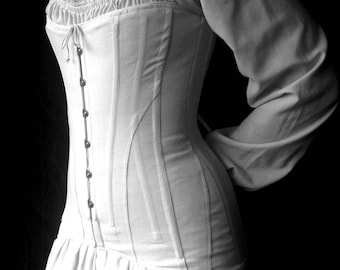 Edith-Titanic Over Bust Corset Edwardian c.1912 Erte, center front busk opening long line early 20th century shaper early 1900s