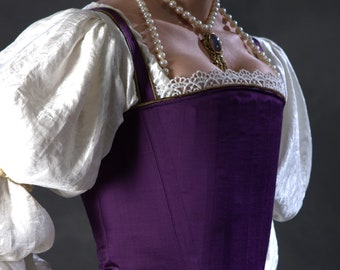 16th c. Tudor Elizabethan Stays corset, coutil or custom fabrics, historical costume Shakespearean Renaissance Fair, Ren Faire festival