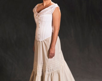 Early 20th century Edwardian historical silhouette ensemble, S-Bend Corset, Chemise, Petticoat, 3 piece set, plus size historic underwear