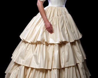 3 Tiered Ruffled Petticoat Civil War Era Historic skirt, historical costume cosplay hoop skirt, 19th century dress, 1800s fashion