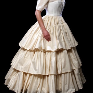3 Tiered Ruffled Petticoat Civil War Era Historic skirt, historical costume cosplay hoop skirt, 19th century dress, 1800s fashion image 1