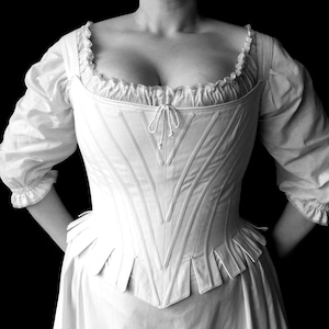 Plus Size 18th Century Stays with tabs and straps, c.1725 Corset, brocade or coutil, Historical Rococo Marie Antoinette, custom measurements