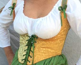 Renaissance Festival Wench Corset Bodice- 2 color harlequin laces front and back Ren Faire Costume, any colors you pick brocade or cotton