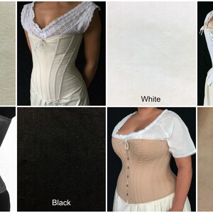 Victorian Corset, c. 1880 Alice, Cotton Coutil Steel Spoon Busk front closure, tall Steel Boned Historical Hourglass small to plus size image 10