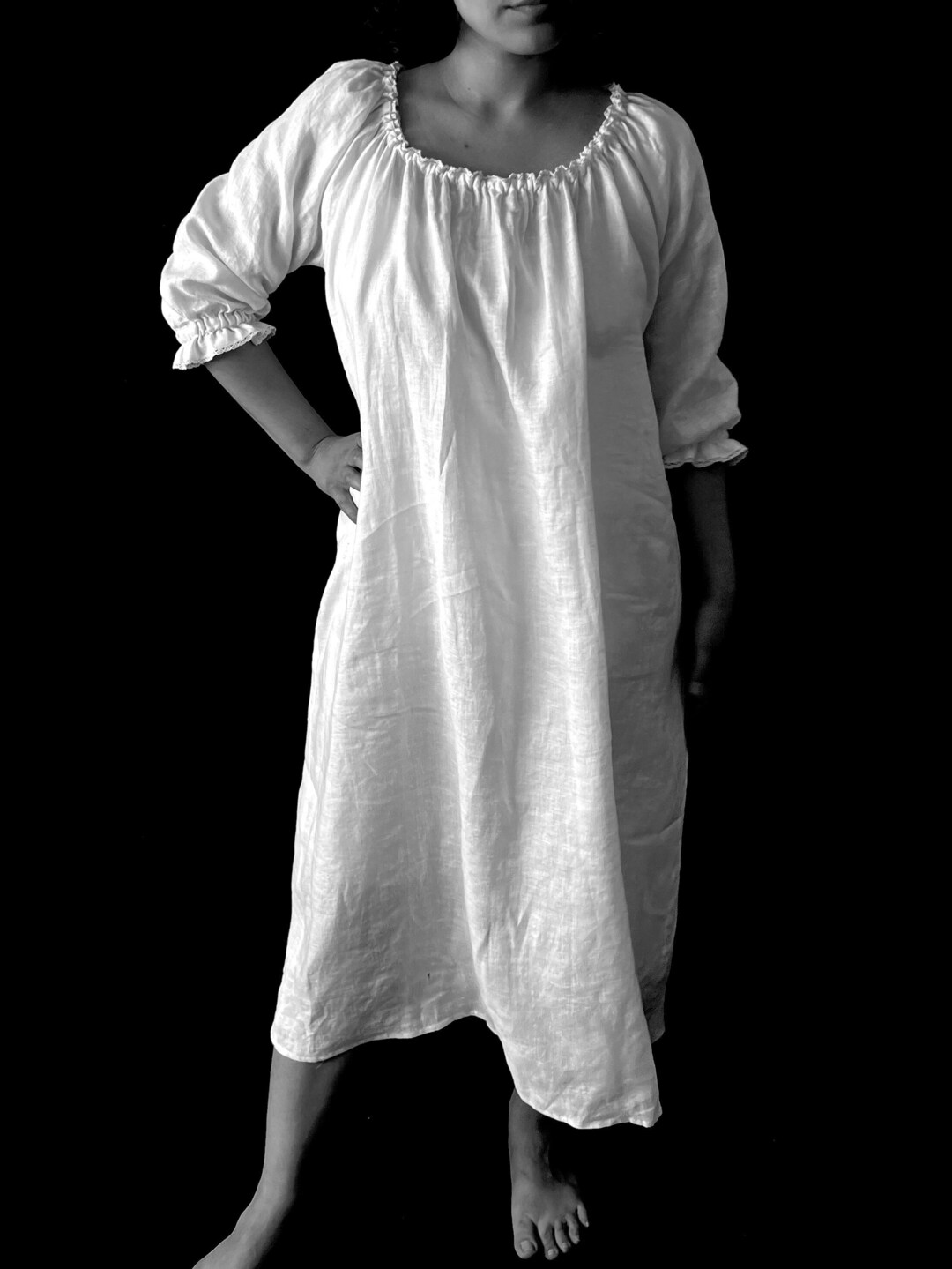 Long Length Ren Faire Chemise 3/4 Shirt, Festival Three Quarter Sleeve