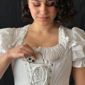 Add a Pocket to your Ren Faire- Placket Pocket Add on- Any front lacing corset or Renaissance Festival Bodice- Ren Faire Costume Wench