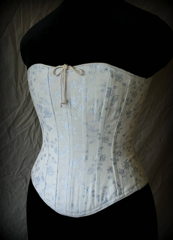 Victorian Corset Rose Brocade C.1860 Julia, Civil War Hourglass