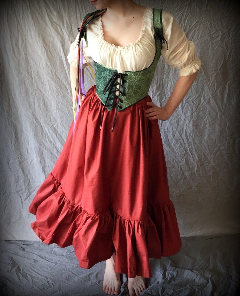 Ren Faire Skirt Any Color Hi Low Ruffled Adjustableall Sizes Etsy