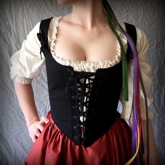 Black Renaissance Festival Corset Bodice, Front and Back Lacing Ren Faire  Costume Wench Bodice Made to Measure or Custom Size, Plus Size -  Canada