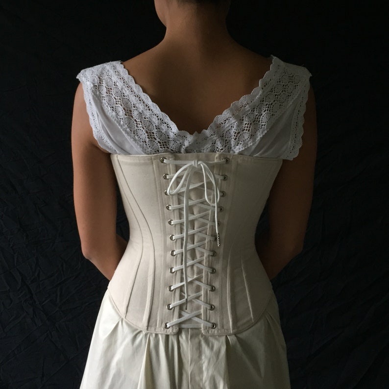 Victorian V-Neck Lace Chemise, adjustable satin ribbons off the shoulder historic underwear, costume cosplay under corset all sizes to Plus image 9