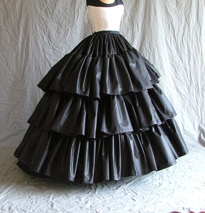 3 Tiered Ruffled Petticoat Civil War Era Historic skirt, historical costume cosplay hoop skirt, 19th century dress, 1800s fashion image 6