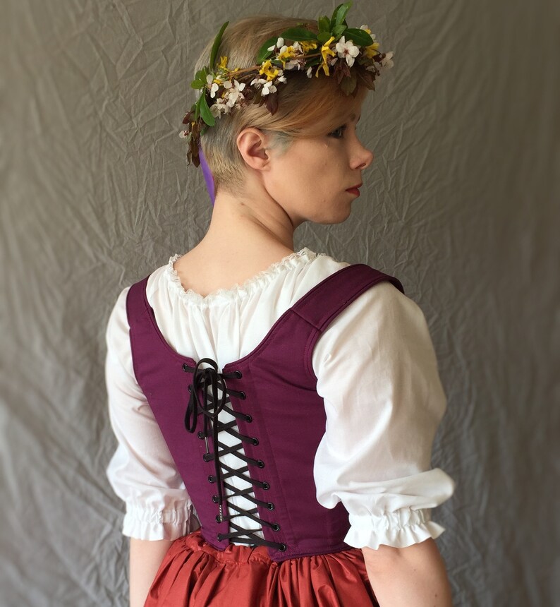 Any Custom Color Ren Faire Corset-choose any color front & back lacing Renaissance Festival Costume Wench Bodice made to measure custom size image 7